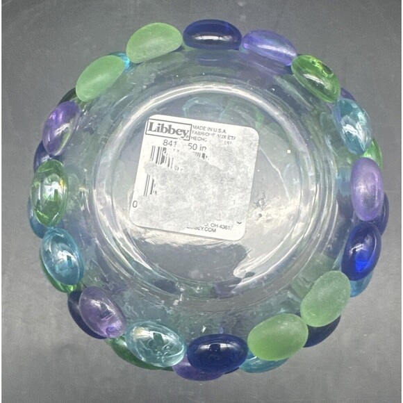 VTG Libbey PURPLE BLUE GREEN Decorative Stones On Glass Candle Votive Holders-2 - Picture 7 of 10